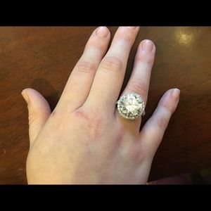 Diamonds & Moissanite Ring 15.25 Carats VVS1. 14k White Gold Custom Design